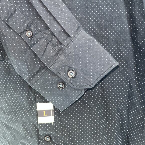 NWT Denim & Flower Navy Blue White Dot Men's Size Large Button Up Long Sleeve - Picture 7 of 8